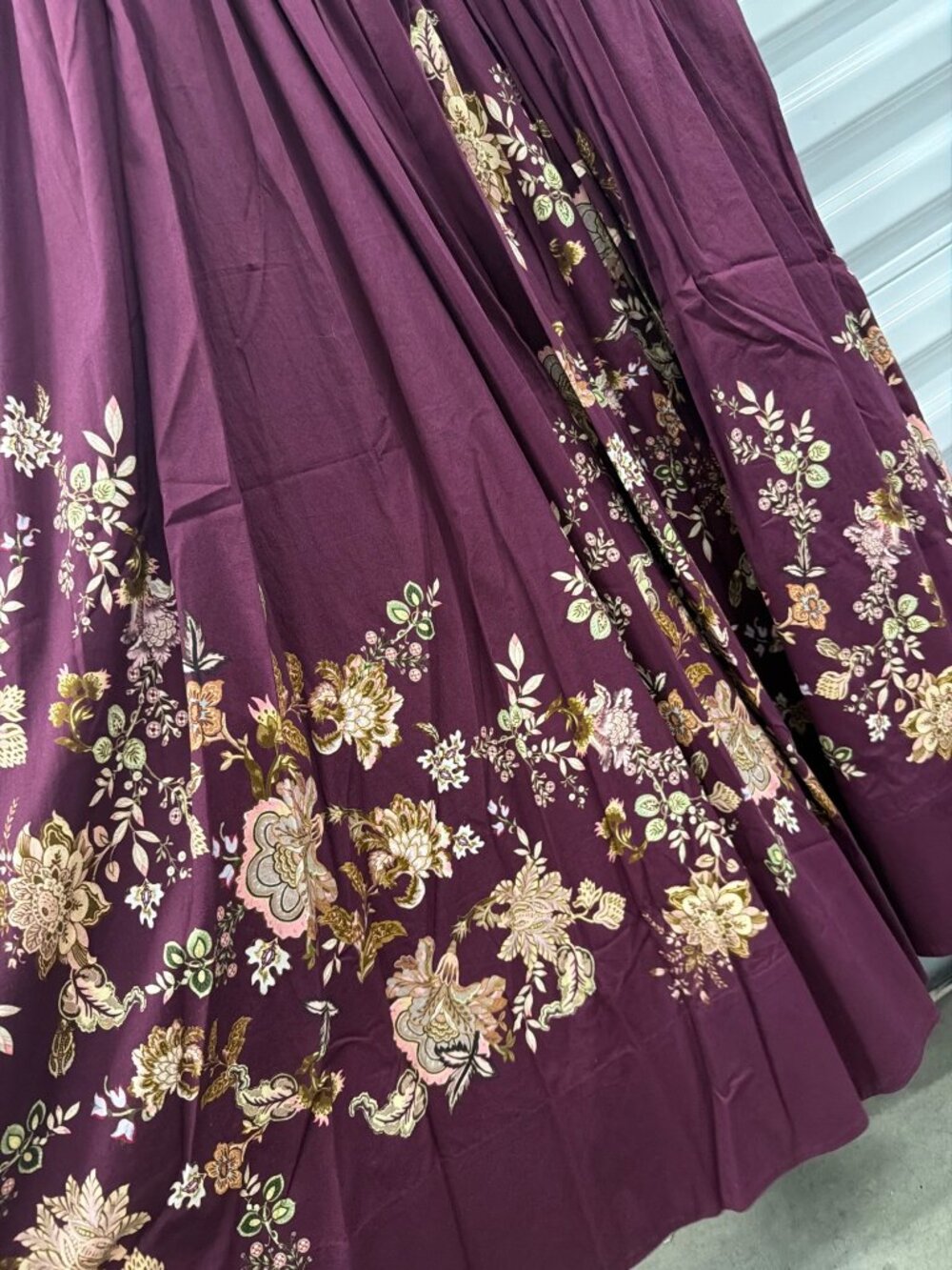 Hemant And Nandita Savi Maxi Dress Burgundy Floral Womens Size Small - Picture 8 of 11